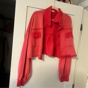 LIKE NEW POL Vibrant Pink Cropped shirt Jacket